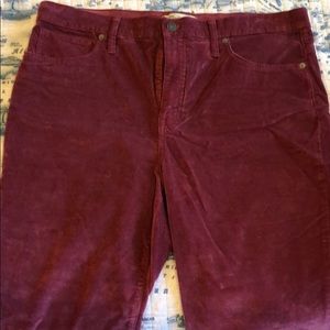 Madewell velvet pants skinny 33 burgundy pink nwot
